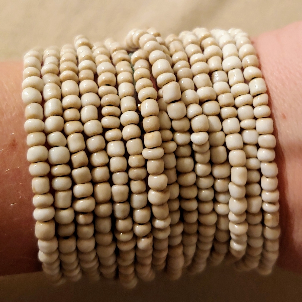 Cream bead cuff bracelet